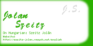 jolan szeitz business card